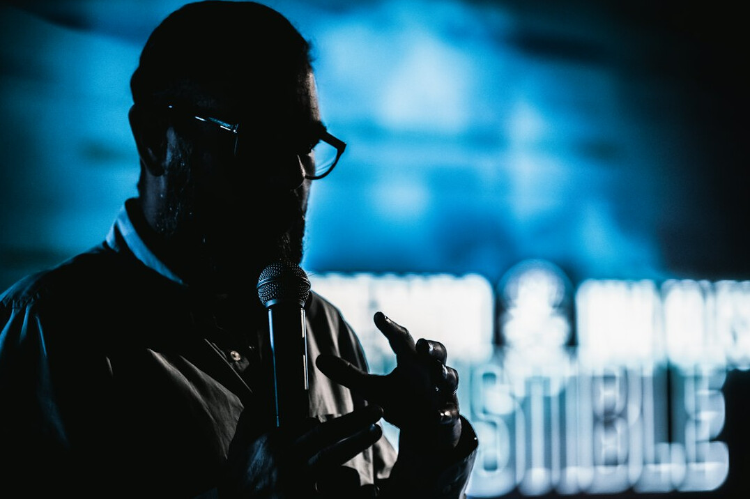 person practicing public speaking