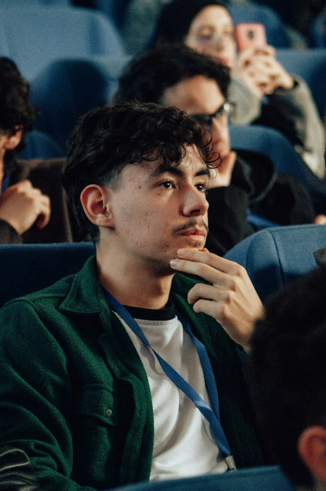 person listening attentively