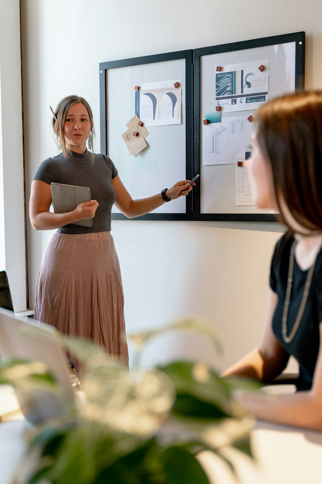 person speaking confidently in meeting